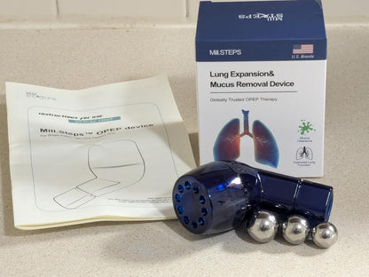 MILLSTEPS Breathing Exercise Device for Lungs,Flutter Valve,Expiratory Breathing Exerciser - Clear Mucus from Airways Naturally & Build Stronger Lungs (Blue)
