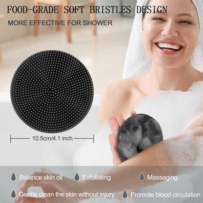 INNERNEED Food-Grade Soft Silicone Body Scrubber Shower Brush Handheld Cleansing Skin Brush, Gentle Exfoliating and Lather Well (Dark Green)