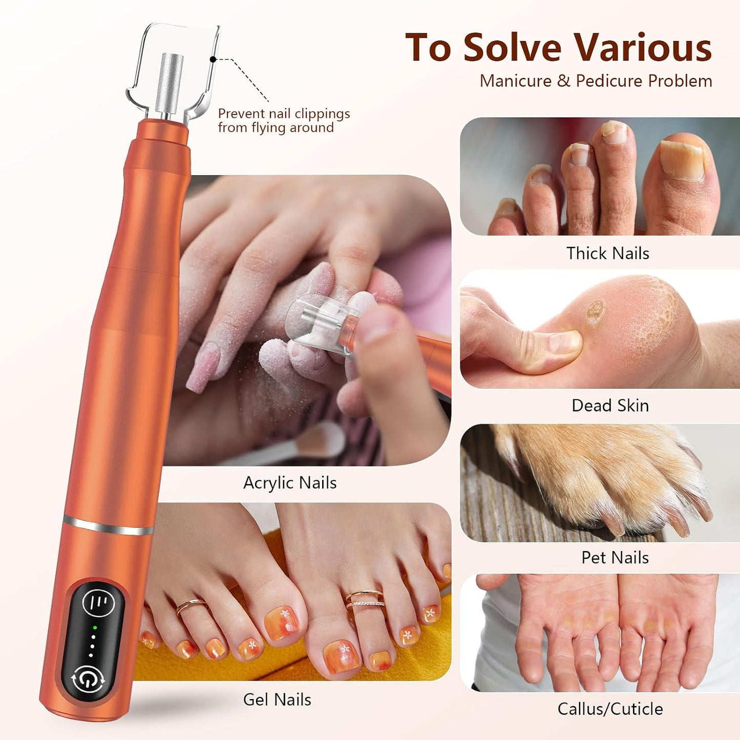 TUOBEO Cordless Nail Drill Electric Nail File Kit, Rechargeable Efile Set, Portable Acrylic Gel Nail Polish Remover Machine, Pedicure Manicure Tool, 11 Bits, 56 Sanding Bands, Salon Home, Purple