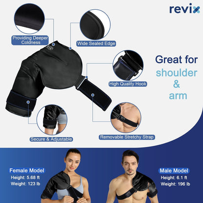 REVIX Shoulder Ice Pack for Rotator Cuff Cold Therapy, Arm Gel Ice Pack for Injuries Reusable, Flexible Cold Compression Wrap for Post-Workout Recovery, Fatigue and Shoulder Discomfort, Blue