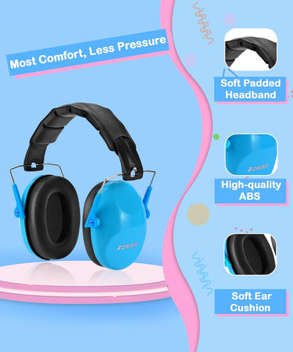 ZOHAN 032 Kids Noise Canceling Headphones - 25dB NRR Kids Ear Protection Earmuffs for School, Monster Jam, Fireworks, Travel, Air Show, Concert, Autism - Pink