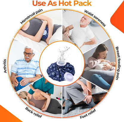 Ice Bags for Injuries Reusable: Ohuhu 3 Packs Ice Cold Packs with Wrap Ice Bag Hot Water Hot & Cold Therapy Pain Relief for Knee Leg Injury No-Leak Waterproof Ice Bags 3 Sizes 6"/9"/11", Blue