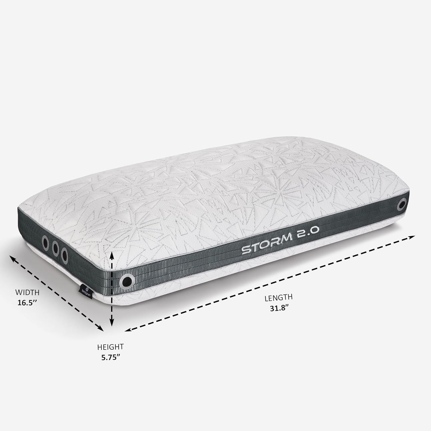 Bedgear Storm Performance Pillow, 1.0 Cooling Pillow for Side Sleepers, Medium Firm Support, Ver-Tex Cooling Cover, Air-X Mesh, Washable