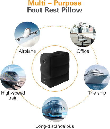 Sunany Inflatable Foot Rest Pillow for Travel, Kids/Adults Airplane Travel Pillow-Adjustable Height for Kids to Sleep While Traveling,Suitable for Airplane, Office, Home, Cars and Any Travel (1 Pack)