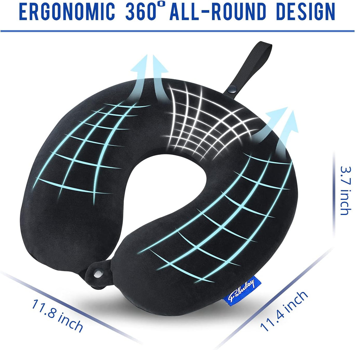 Travel Pillow Memory Foam for Airplanes - Neck Pillow for Traveling, Car, Home, Flight Pillow for Sleeping with Attachable Snap Strap Soft Washable Cover, Provide Head Neck Support Rest, Dark Gray