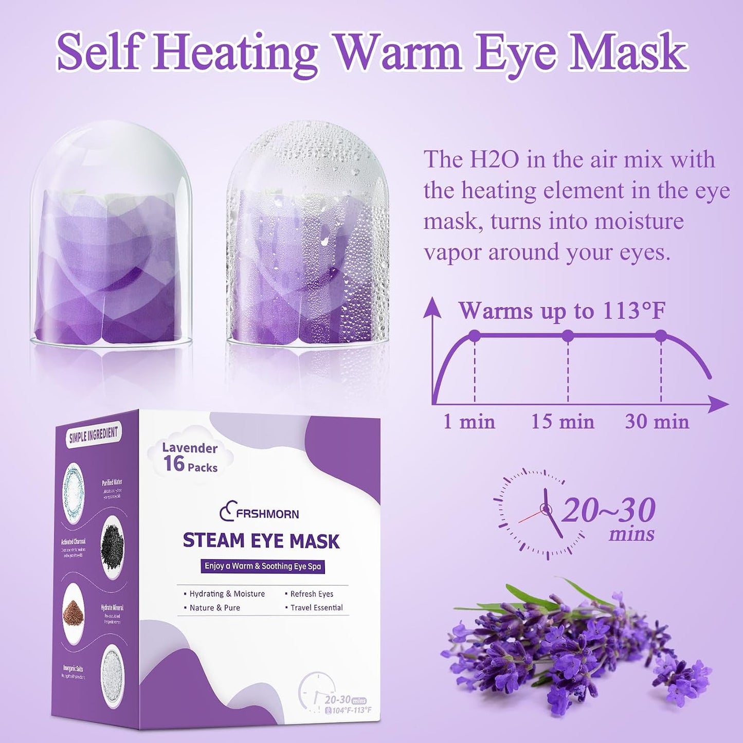 16Packs Steam Eye Mask, Heated Eye Mask for Sleeping, Warm Compress for Eyes, Self Heating Disposal Steam Mask for Home Sleep, Office, Spa, Travel Essentials Mothers Day Gifts (Unscented)