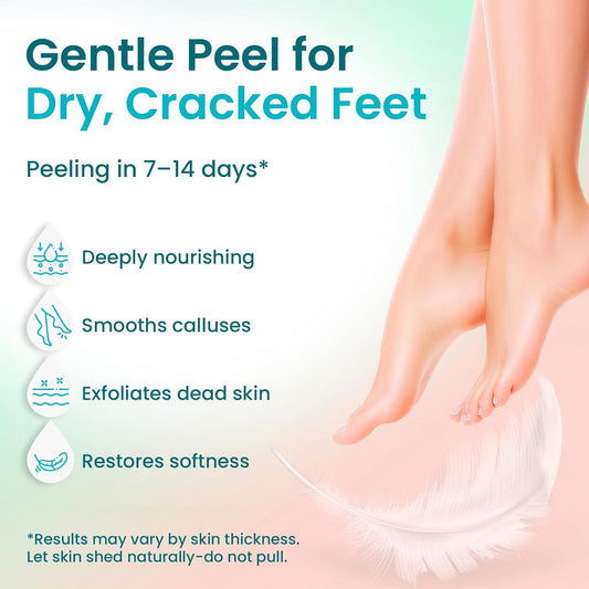 BLOOMORA Foot Peeling Mask (6 pairs) Exfoliating Foot Mask for Dry Cracked Feet with Lavender & Shea Butter, Dead Skin & Callus Remover for Feet, Exfoliating Socks for Women & Men, One Size Fits Most