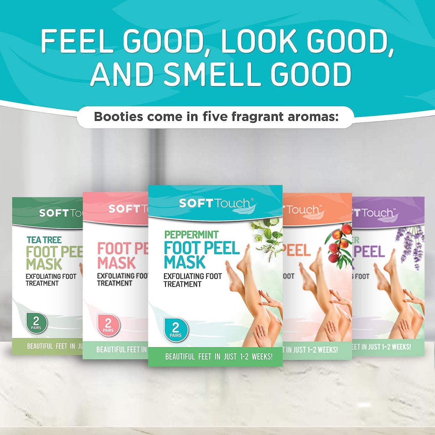 Dermora Soft Touch Foot Peel Mask - Pack of 2 Feet Peeling Masks for Dry, Cracked Heels & Calluses - Exfoliating Foot Mask Peel for Baby Soft Skin (Original)