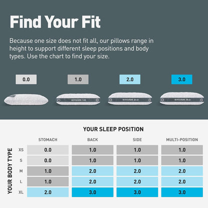 Bedgear Storm Performance Pillow, 1.0 Cooling Pillow for Side Sleepers, Medium Firm Support, Ver-Tex Cooling Cover, Air-X Mesh, Washable