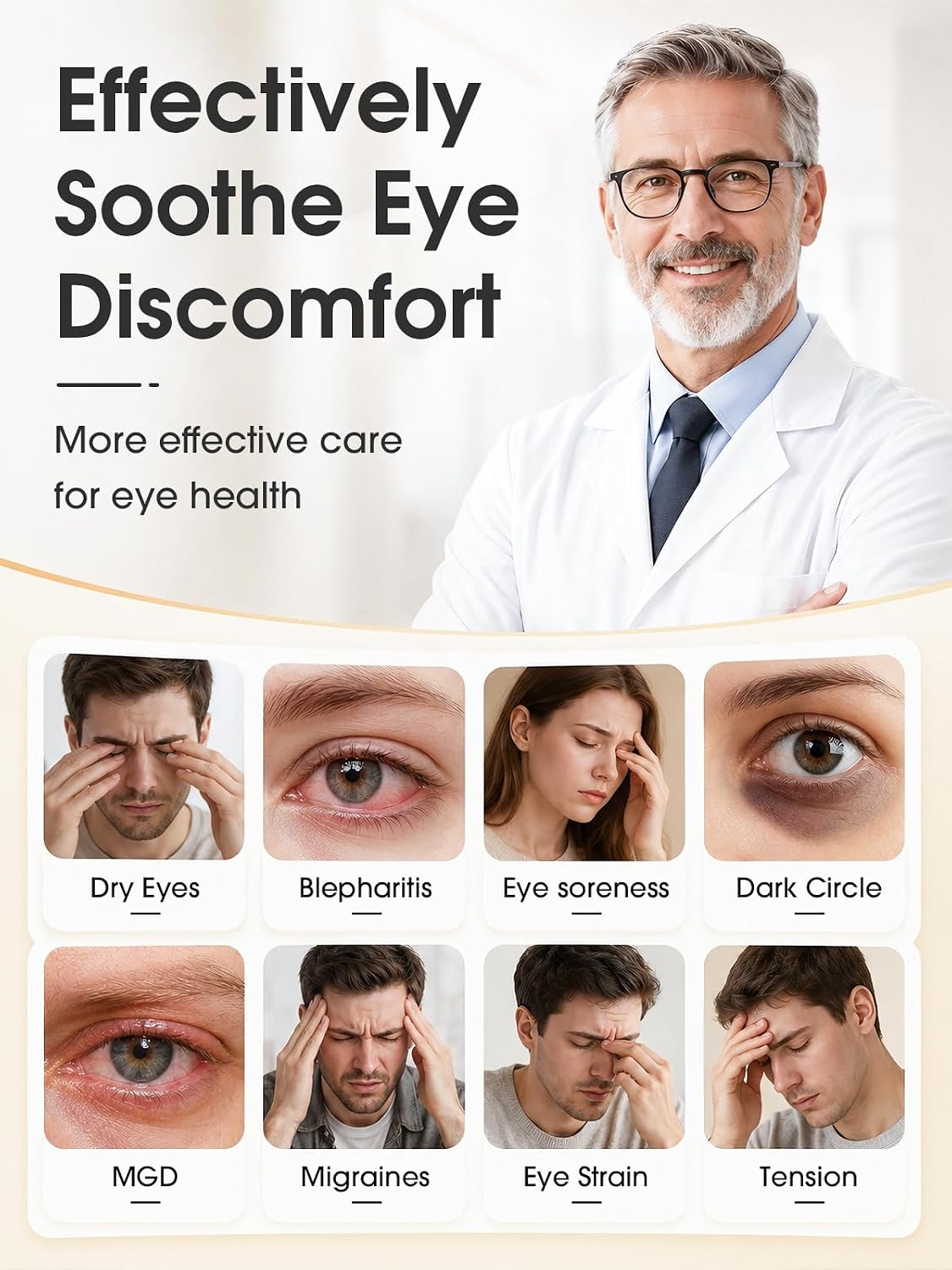 EASICUTI Heated Eye Mask, Cordless Warm Eye Compress for Dry Eyes Blepharitis Stye Treatment Eye Relief Improve Sleep, 4-Level Temperature & Timer, Washable Eye Heating Pad for Sleeping, Travel, Grey
