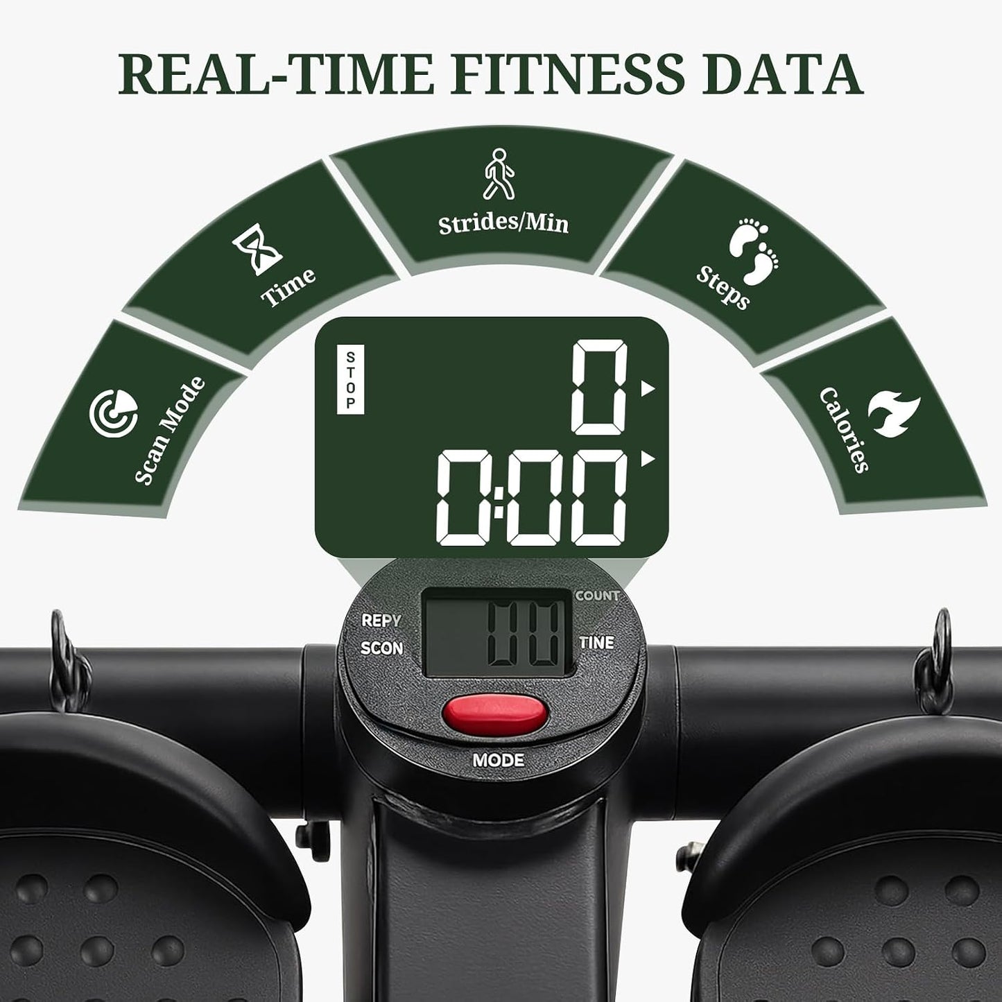 Mini Stair Steppers with Resistance Bands for Exercise at Home, Portable Exercise Twist Stepper Machine for Full Body Workout, Hydraulic Fitness Stepper with LCD Monitor, Black