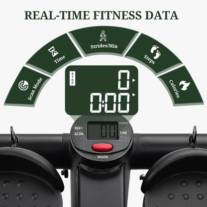 Mini Stair Steppers with Resistance Bands for Exercise at Home, Portable Exercise Twist Stepper Machine for Full Body Workout, Hydraulic Fitness Stepper with LCD Monitor, Black