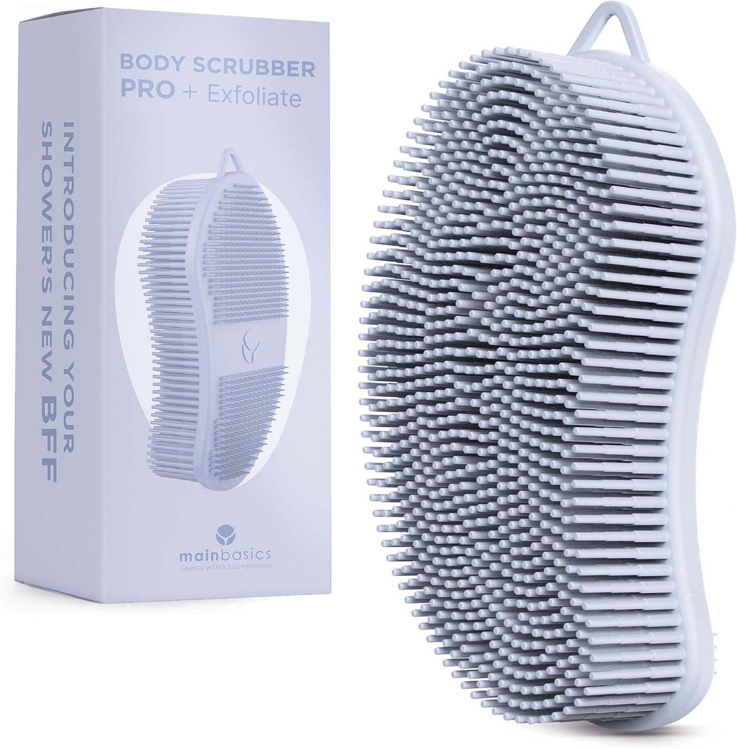 MainBasics Silicone Body Scrubber, Pink, Exfoliate | Dual-Sided, Shower Exfoliator, For Men & Women, Loofah Alternative
