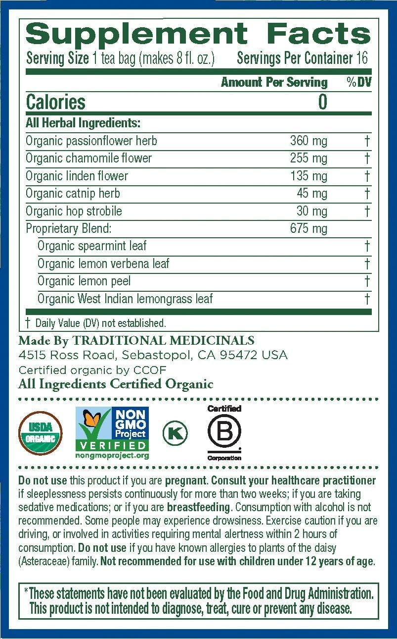 Traditional Medicinals Organic Nighty Night with Passionflower Herbal Tea, Promotes a Good Night’s Sleep, (Pack of 2) - 16 Tea Bags