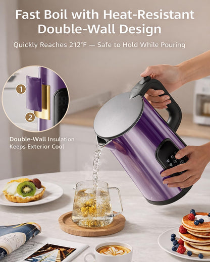 Electric Kettle with Temperature Control, 1.7L Hot Water Kettle for Tea, Coffee & Daily Use, 5 Presets, 2H Keep Warm, Stainless Steel Interior, Auto Shut-Off, Cordless Electric Tea Kettle, Blue