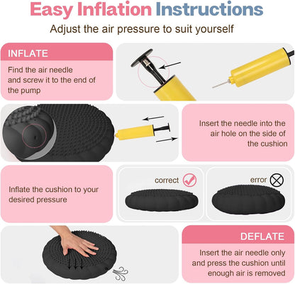 kisnbld Wobble Cushion, Extra Thick Wiggle Seat for Sensory Kids, Non-slip Balance Disc with Inflation Pump for Adults Core Strength, Posture Improvement & Physical Therapy (13.5in/34cm)