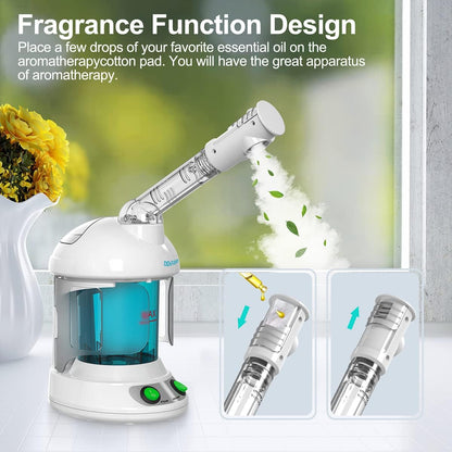 DENFANY Facial Steamer with Ozone Extendable 360° Arm - for Home or Salon