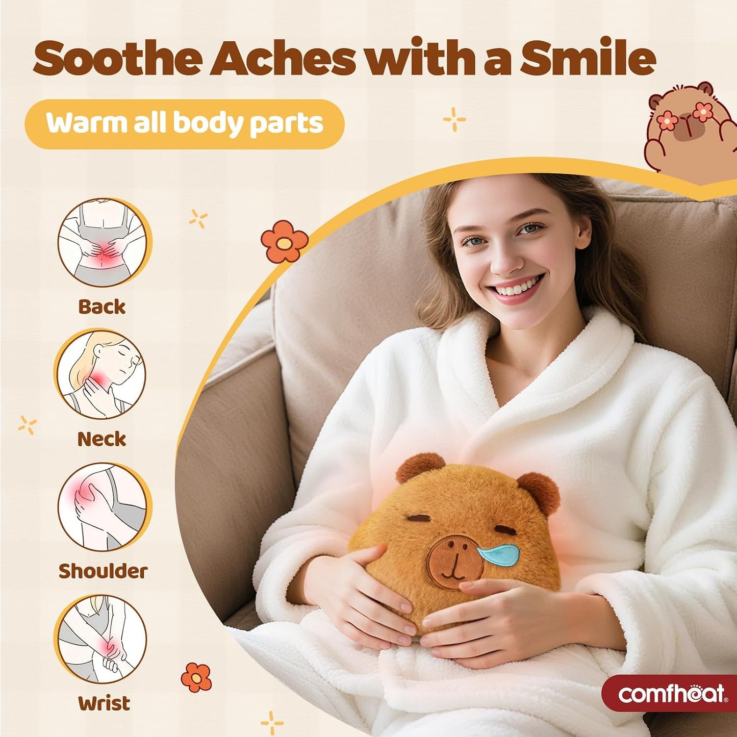 Microwave Unscented Heating Pad for Pain Relief, Moist Heat Pack Hot Compress for Period Cramps, Shoulder, Muscles, Cute Cloud Plush Heating Pad, Gift for Girl Women, with Washable Cover