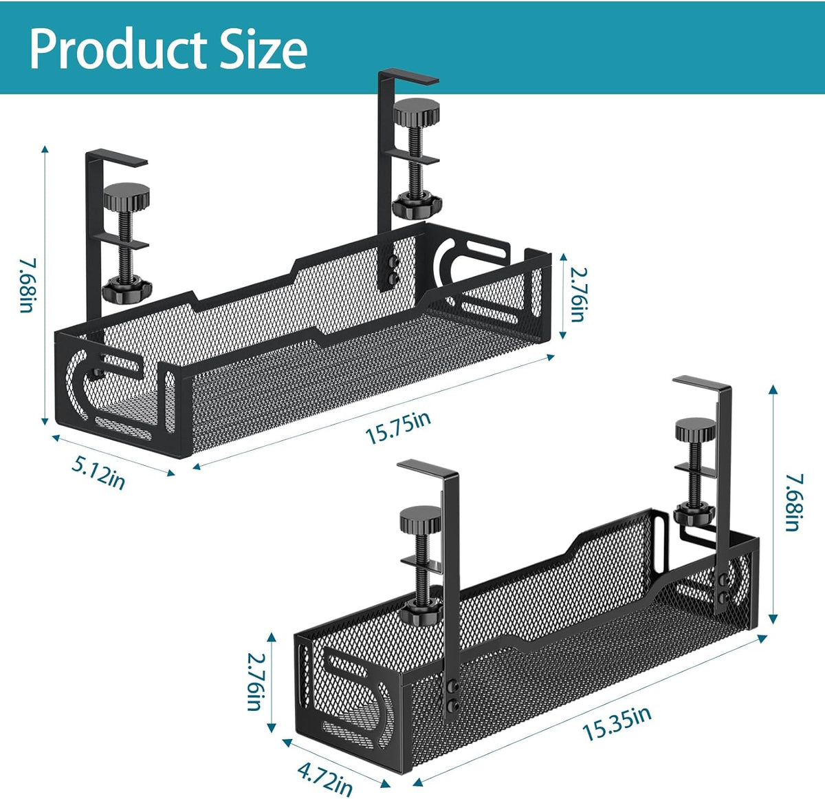 Under Desk Cable Management Tray, No Drill Mesh Cable Tray Cord Organizer