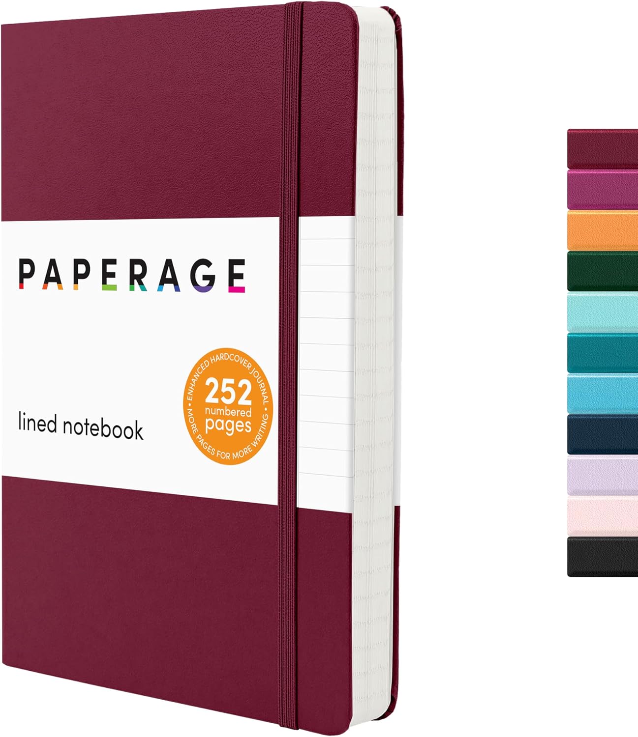 PAPERAGE Lined Journal Notebook, Hardcover Journal for Women & Men, 160 Pages, (5.6 in x 8 in), College Ruled Journaling Notebook for Work, School Supplies & Note Taking, (Black)