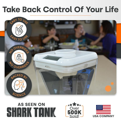 K-Safe Time Locking Container (Medium), Timed Lock Box for Cell Phones, Snacks, and other Unwanted temptations (White Lid + White Base, with Access Port)