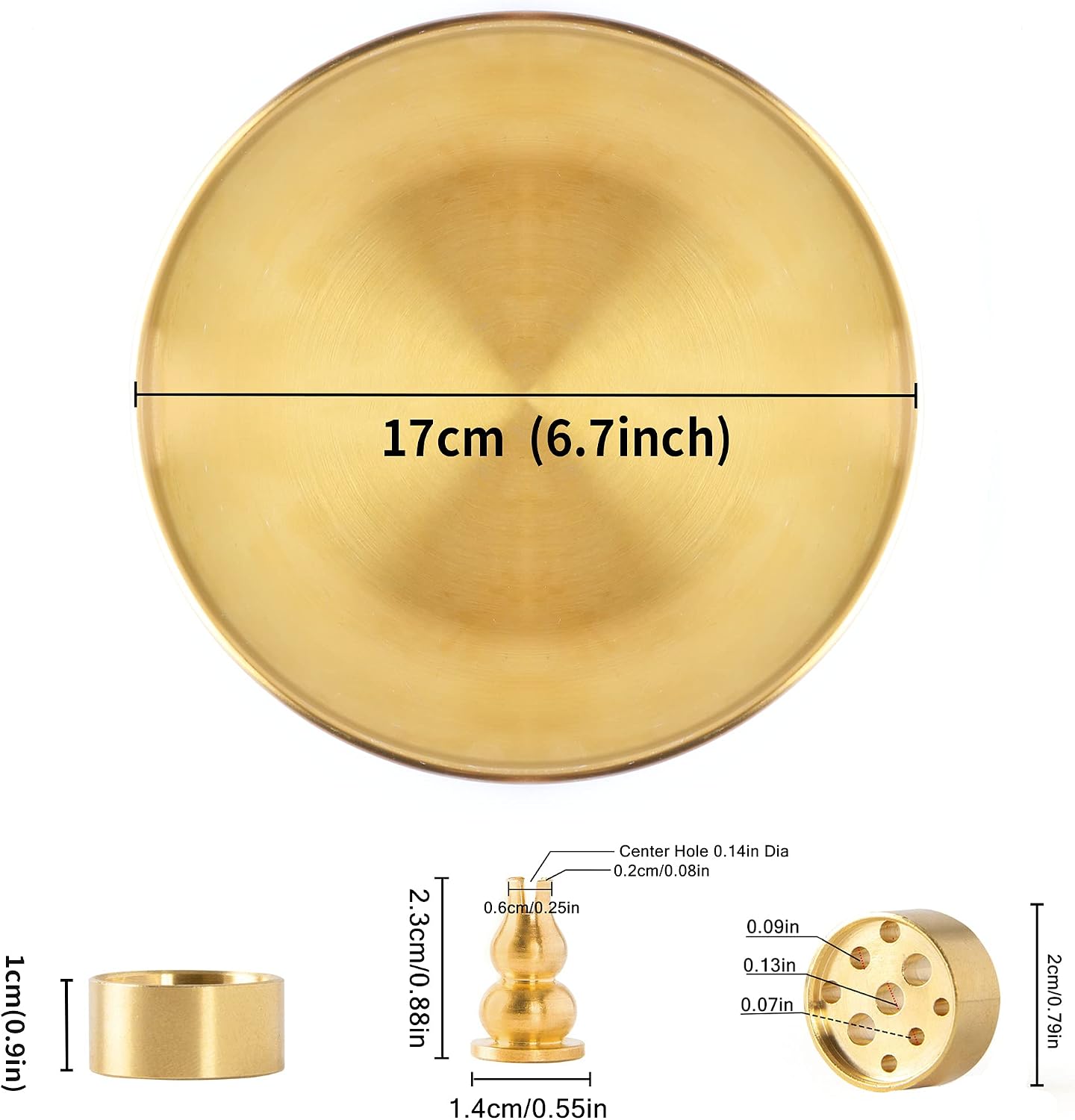 3 in 1 Brass Gourd Incense Burner Sticks Cones Coils Ash Catcher Home Decor