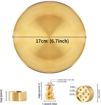 3 in 1 Brass Gourd Incense Burner Sticks Cones Coils Ash Catcher Home Decor