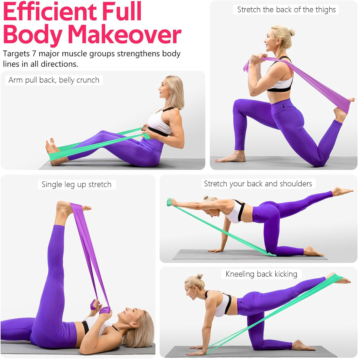 Resistance Bands Set, Exercise Bands for Physical Therapy, Pilates, Yoga