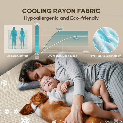 OhGeni 100% Waterproof Mattress Protector,Queen Size Premium Bamboo Mattress Pad,Pet Hair & Bedwetting Resistant,Cooling Breathable Fitted Sheets,Washable Bed Cover,Non-Slip Deep Pocket for Bedroom