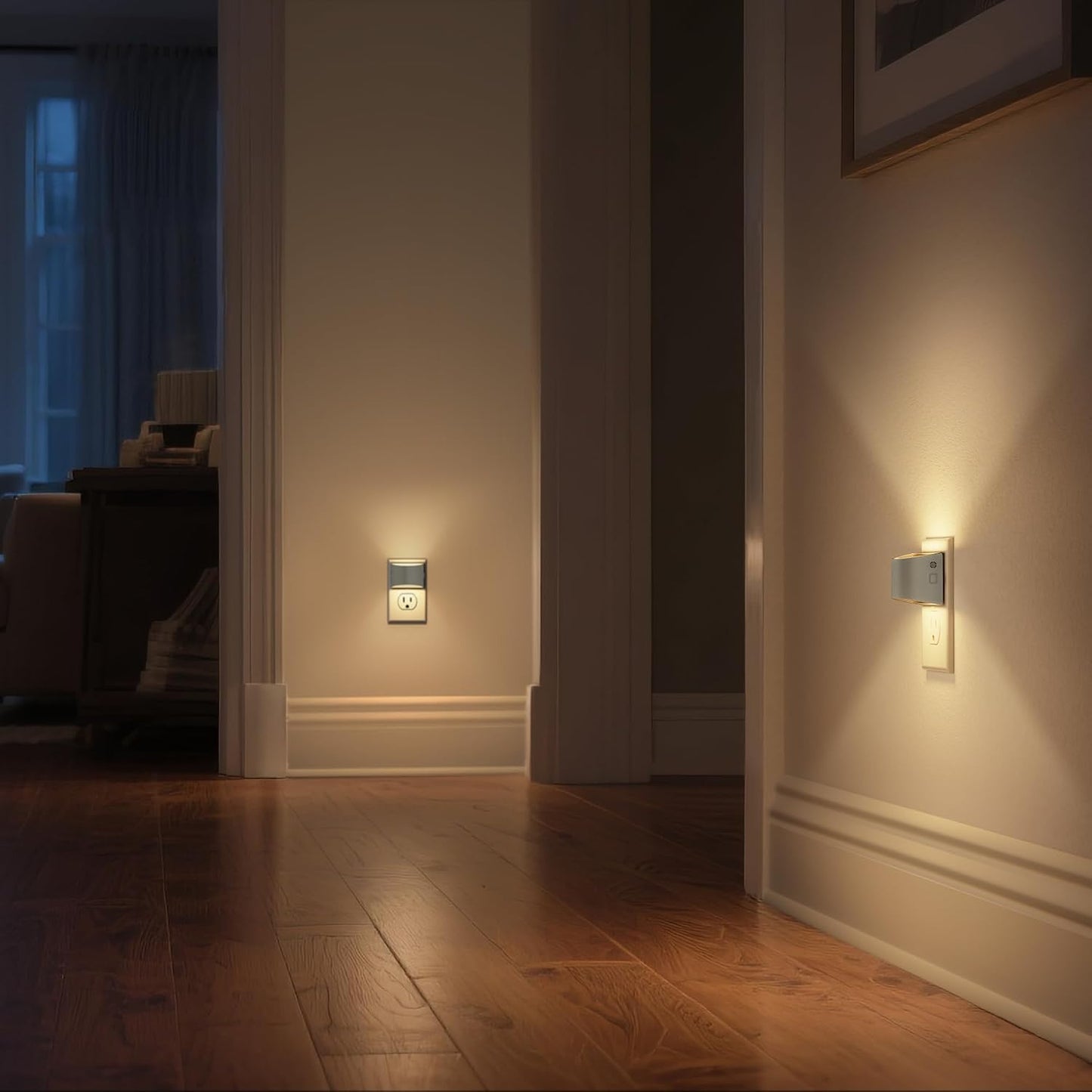 DORESshop LED Night Light[2 Pack], Night Lights Plug into Wall, 3 Level Brightness Adjustable Plug in Night Light, Dusk to Dawn Sensor, Nightlights for Adults, Bedroom, Bathroom, Hallway, Amber