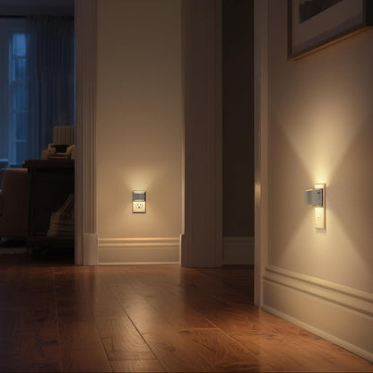 DORESshop LED Night Light[2 Pack], Night Lights Plug into Wall, 3 Level Brightness Adjustable Plug in Night Light, Dusk to Dawn Sensor, Nightlights for Adults, Bedroom, Bathroom, Hallway, Amber