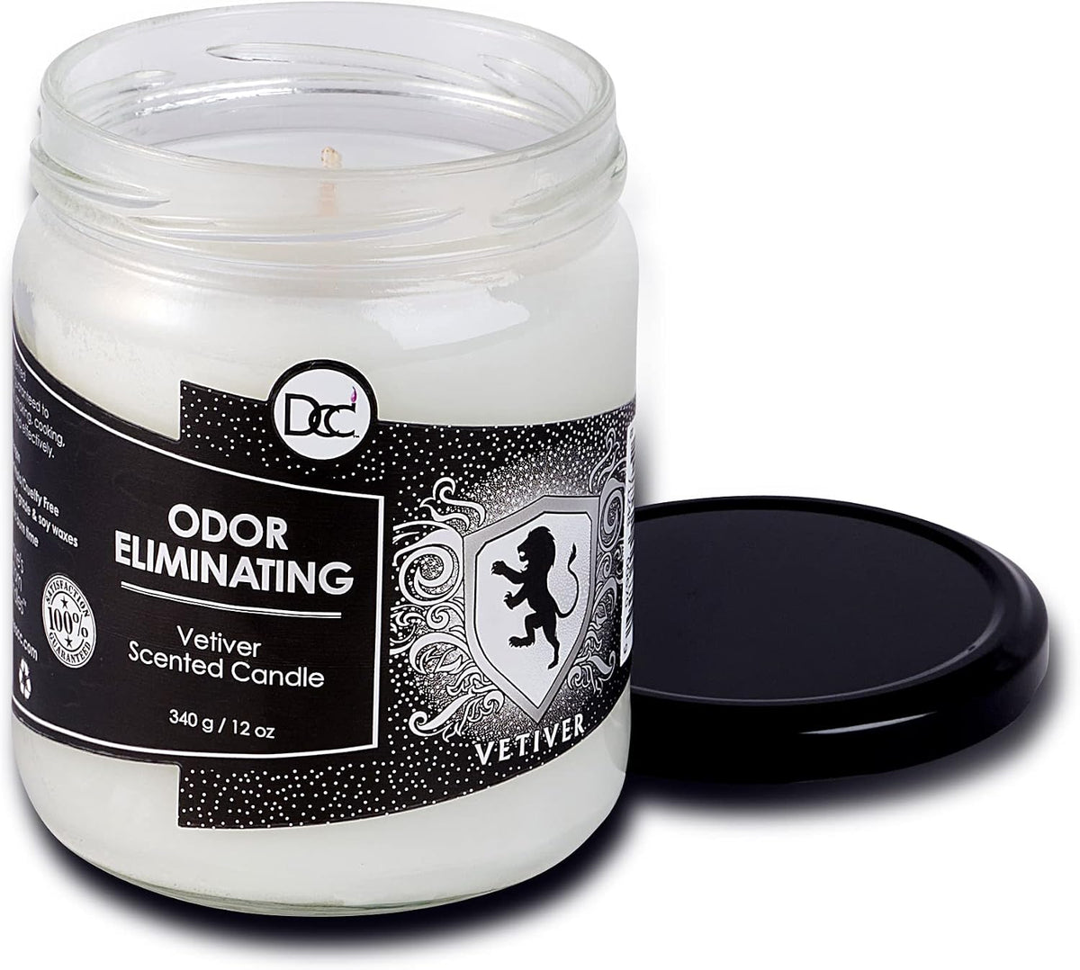 Vanilla Bean Odor Eliminating Highly Fragranced Candle - Eliminates 95% of Pet, Smoke, Food, and Other Smells Quickly - Up to 80 Hour Burn time - 12 Ounce Premium Soy Blend - Colors A