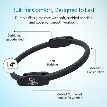 Pilates Ring- Inner Thigh Exerciser- Arm Exerciser- Thighmaster- Core Trainer- Gym Ring-Infinity Hoop- Exercises Included- Professional Design- Padded Handles-Instructor Designed