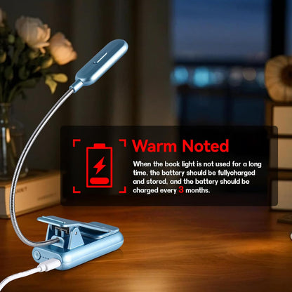 VAVOFO Clip On Book Light for Bed Kids, 7 LED Reading Light with 9-Level Warm Cool White Daylight, Eye Care Lamp with Power Indicator for Bookworms (Blue)