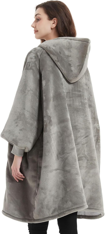KFUBUO Wearable Blanket Hoodie for Adults Sherpa All Patterns Cat Oversized Sweatshirt Blanket with Pockets for Women
