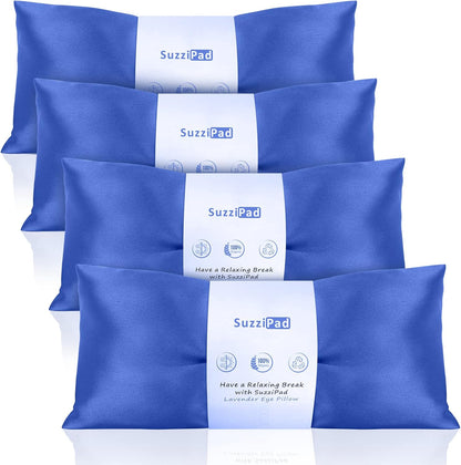 SuzziPad Lavender Eye Pillows for Relaxation with Aromatherapy, Weighted Mask for Sleeping, Hot & Cold Therapy Compress for Dry Eyes, Yoga Meditation Pillow, Purple, 4 Packs