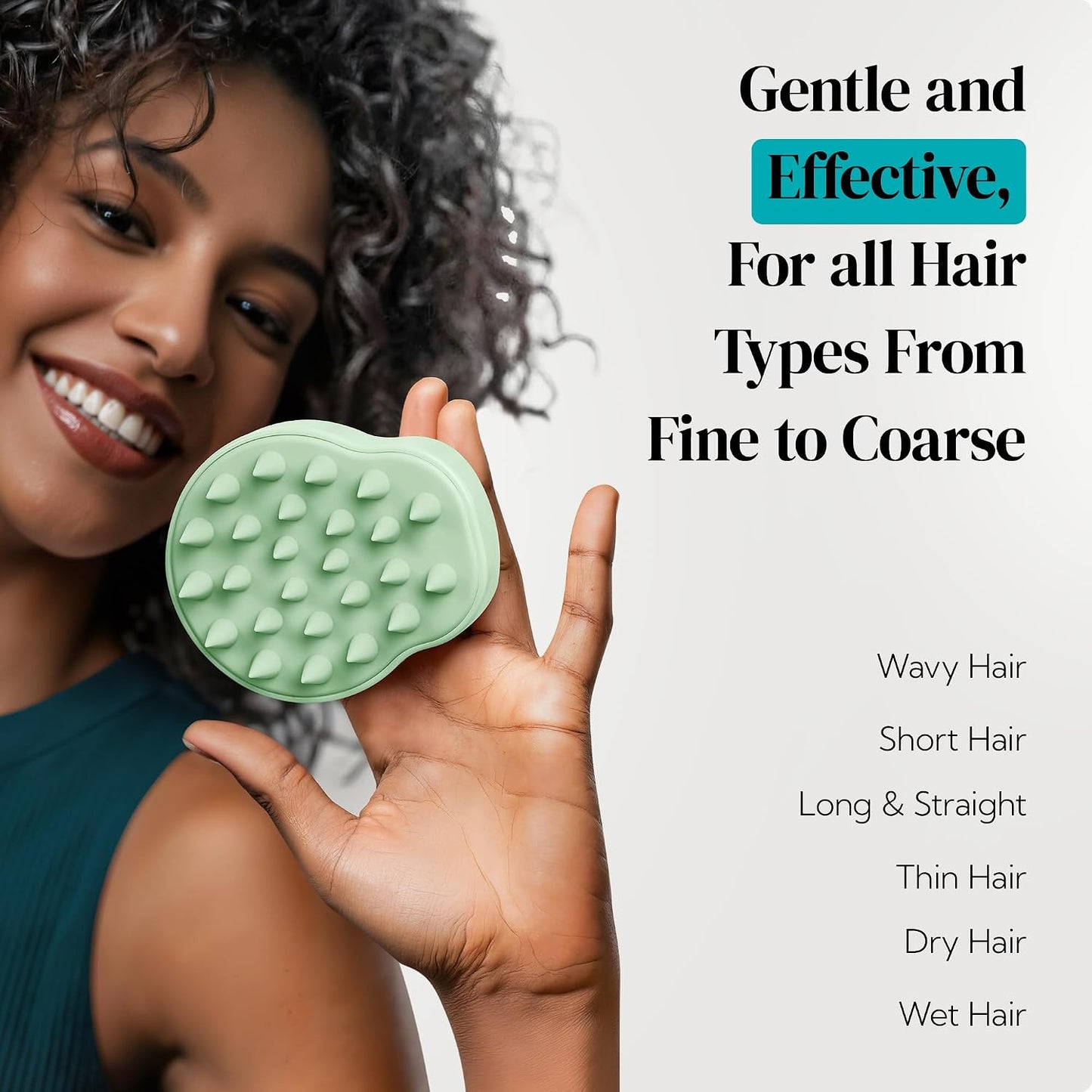 HEETA Hair Scalp Massager Shampoo Brush 2 Pack, Soft Silicone Bristles to Remove Dandruff, Waterproof Hair Scrubber for Both Wet Dry Use, Suitable for Men & Women (Green & Black)