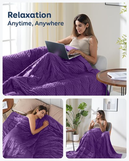 Kivik 2 lbs Weighted Lap Pad, Ultra Soft Minky Dotted Heavy Blankets Throw for Better Study Relaxing & Sleeping, Machine Washable, 20 x 30 Inches, Purple
