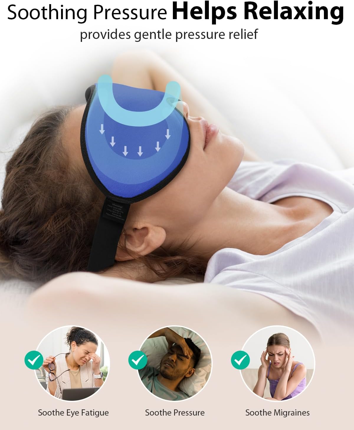 MABAO Weighted Sleep Mask - 100% Blackout Eye Mask for Sleeping for Women Men, 3D Contoured for Lash Extension, Zero Eye Pressure Memory Foam Cover, Soft Gentle Pressure Blindfold for Travel - Black
