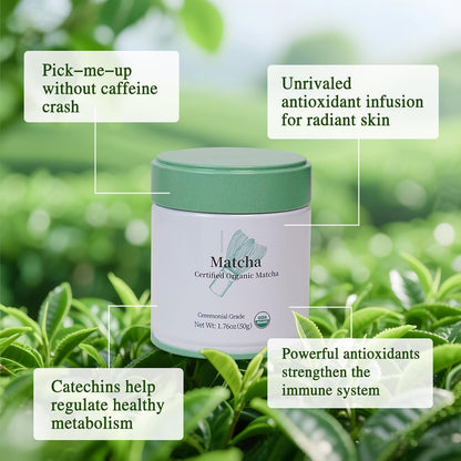 MatchAdmire Matcha Powder Premium First Harvest USDA Certified Organic Green Tea Matcha latte, Rich Flavor, 100% Vegan with No Fillers, Radiation-Free (50g Culinary Grade Matcha)