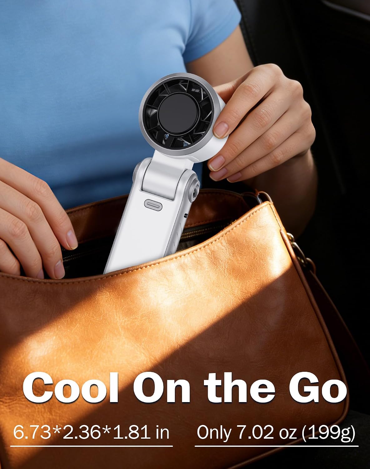 Portable Handheld Fan with Semiconductor Ice Cooling, [Instant Ice Relief], 4000mAh Rechargeable Mini Personal Fan, 5 Speeds, Quiet USB Travel Fan for Outdoor, Commuting, Summer Heat