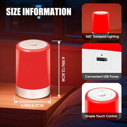 Red Light Therapy Sleep, Red Night Lights With 670nm Wavelength, Touch Control with 3 Distinct Color Modes, For Support Deep Relaxation and Improve Sleeping for Adult & Kid Bedroom, Gift