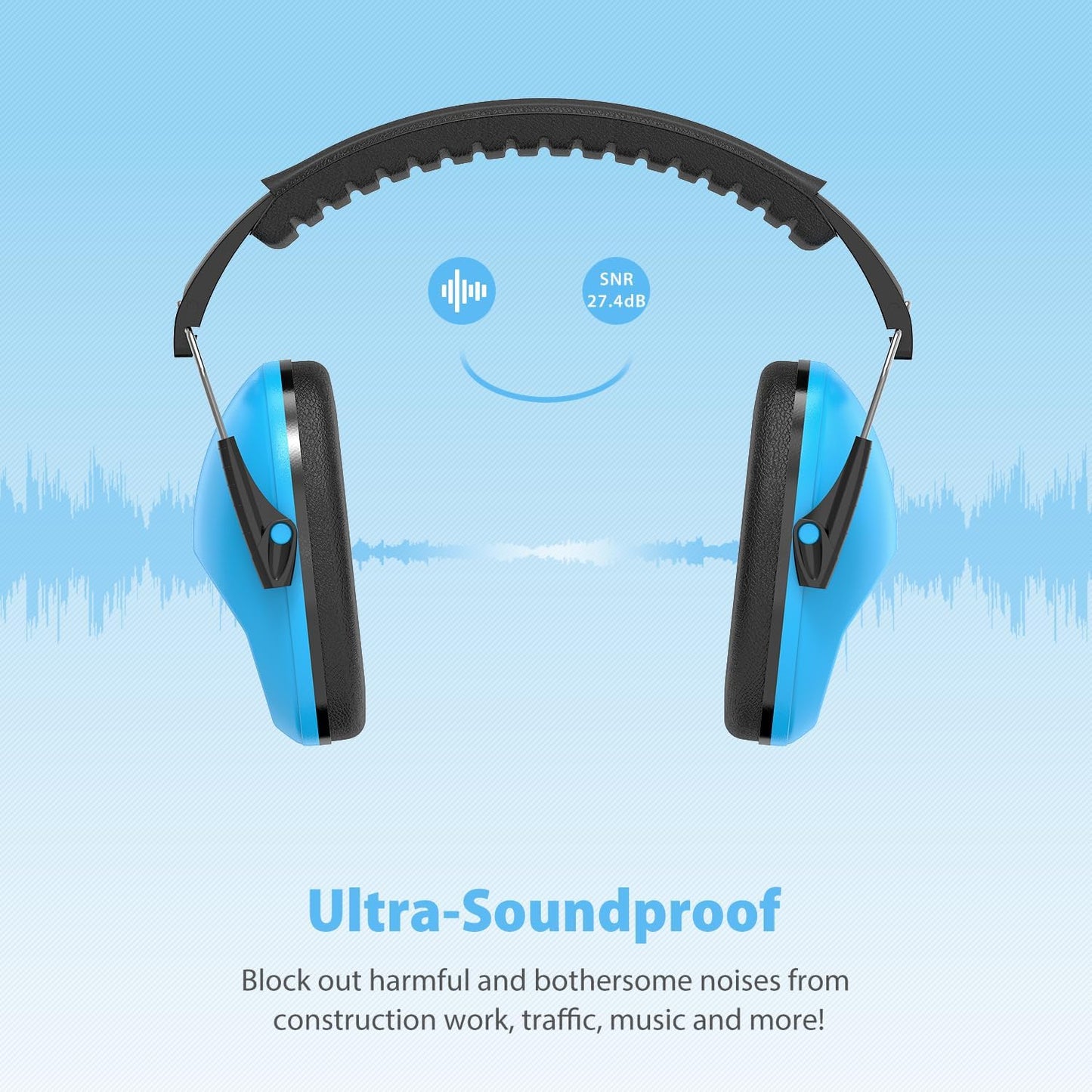 Dr.meter Ear Muffs for Noise Reduction: 27.4SNR Noise Cancelling Headphones for Kids Adults, EM100 Adjustable Hearing Protection Earmuffs for Monster Jam, Autism Sensory, Concerts, Fireworks