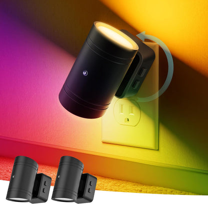 Briignite Night Lights Plug into Wall, Modern LED Night Light Plug in, Dusk to Dawn Sensor,Amber Night Light 0-100LM Adjustable Brightness, Dimmable NightLight for Hallway, Bedroom, Stairway, 2 Pack
