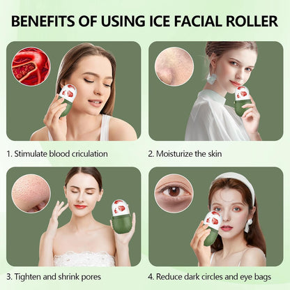 Ice Roller for Face and Eye, Reusable Silicone Ice Facial Roller Ice Holder, Face Ice Mold Skin Care, Ice Cube Roller for Shrink Pores Anti Wrinkle Reduce Puffiness, Black