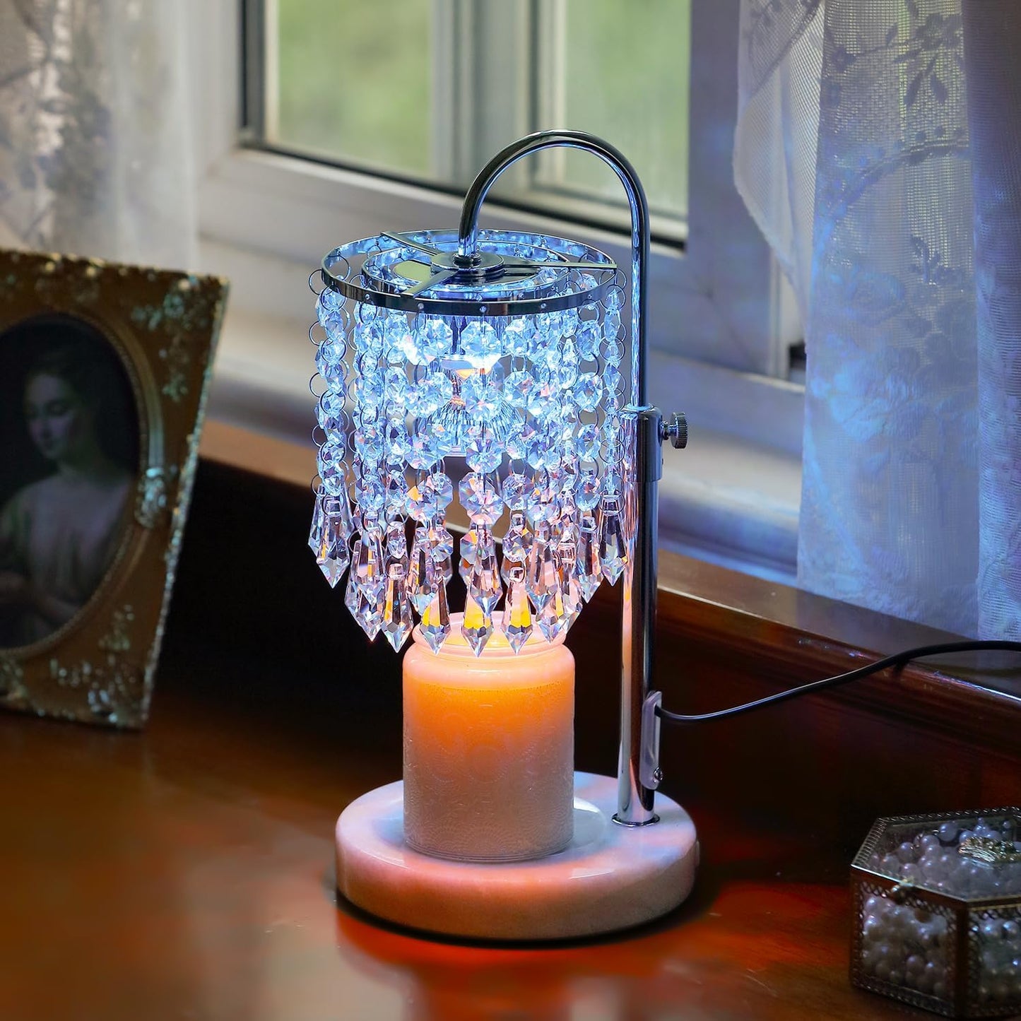Candle Warmer Lamp with Timer Dimmer and 3 Bulbs, Lamp Candle Warmer with Marble Base,Wax Melt Warmer for Jar Candles, Birthday Gifts for Women Mom, House Warming Gifts New Home Decor (RGB-Black)