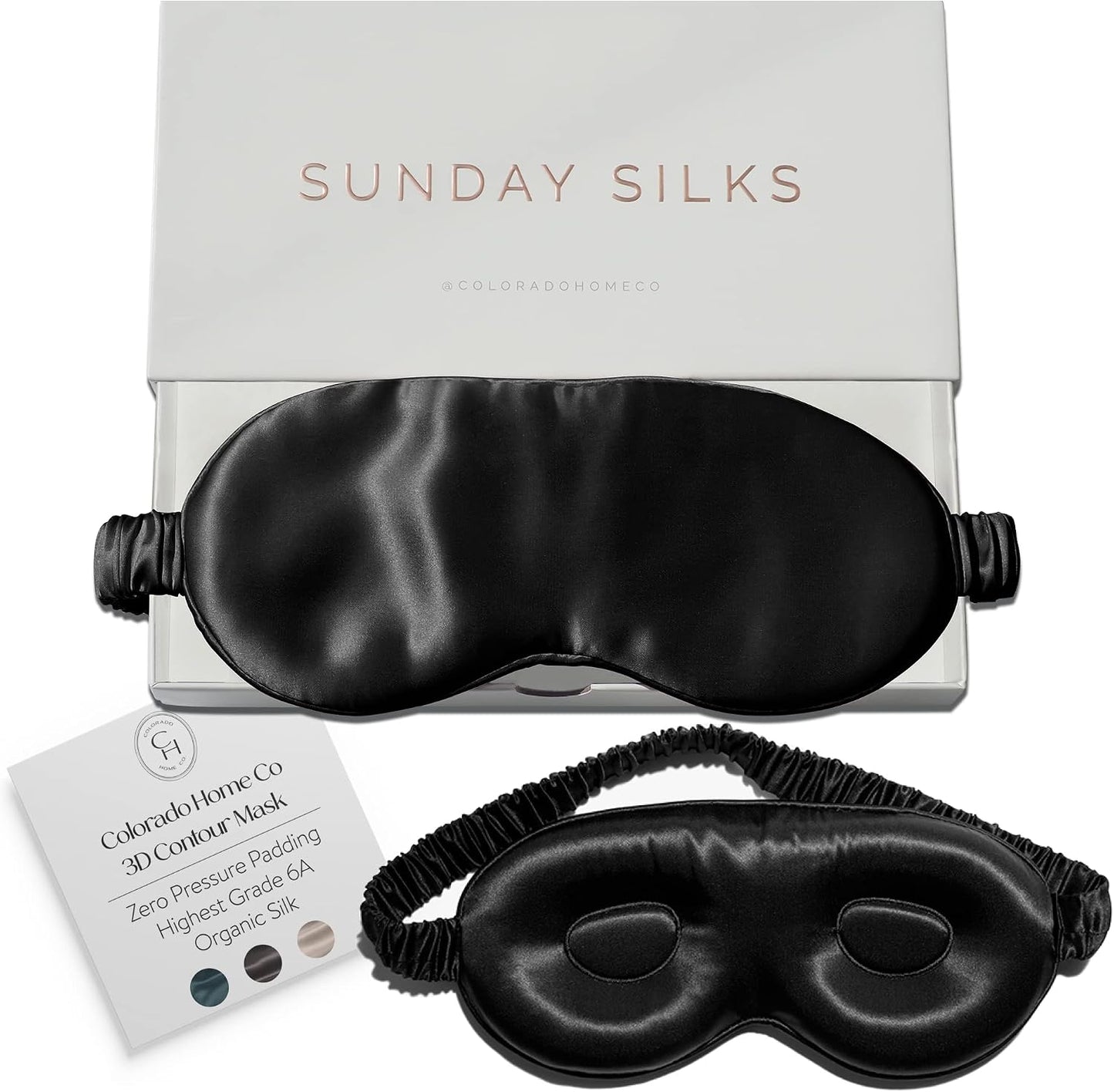 SUNDAYSILKS™ | Adjustable Silk Sleep Mask for Side Sleeper | Cloud-Like Comfort, Weighted for Deep Sleep | Soft Sleep Face Mask for Women & Men, Full Blackout, Cooling Silk Eye Mask for Sleeping