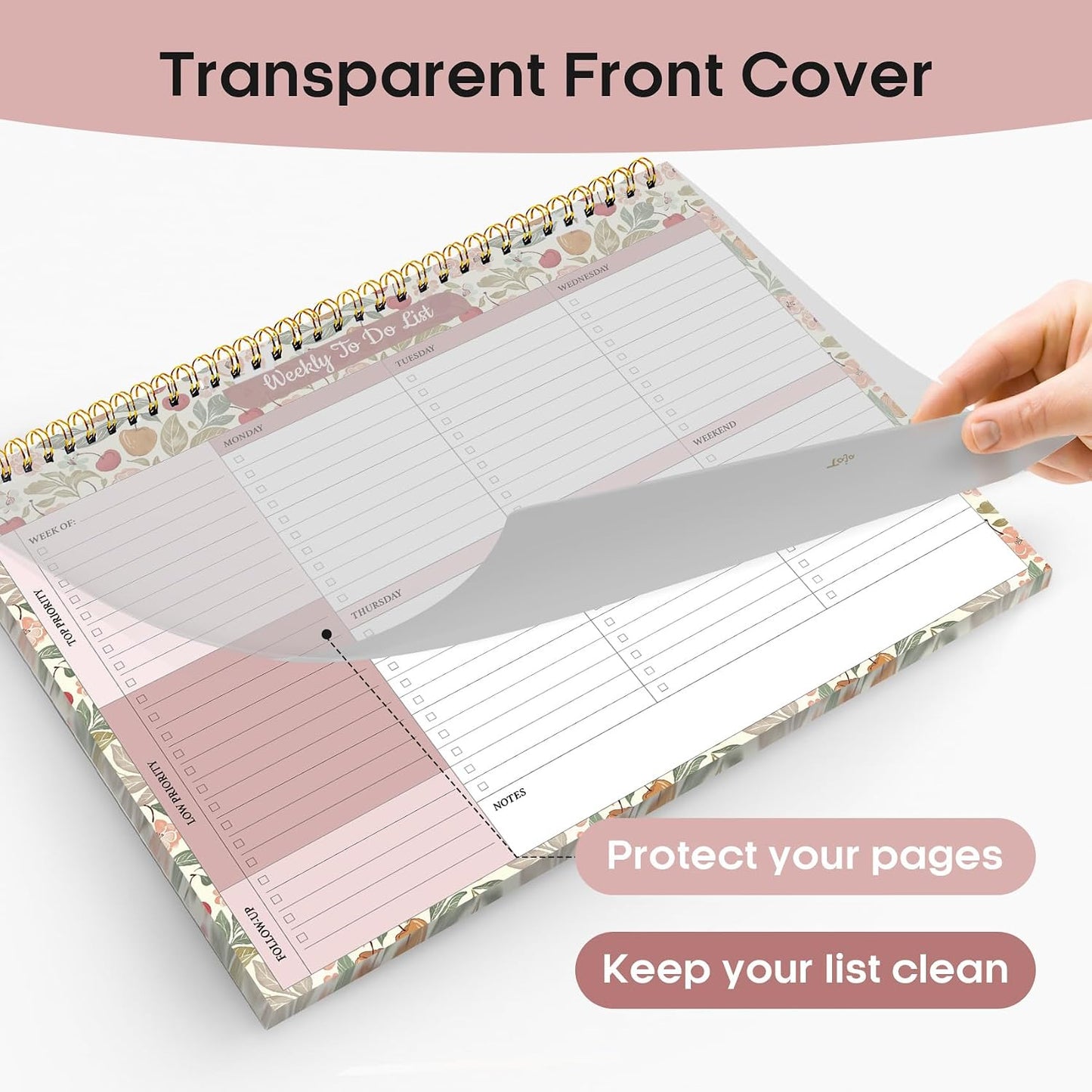 Taja Weekly To Do List Notepad with 52 Undated Sheets（8.5"×11"）- Weekly Desk Planner for Women & Man, Work and Home -1 Pack Violet Dream