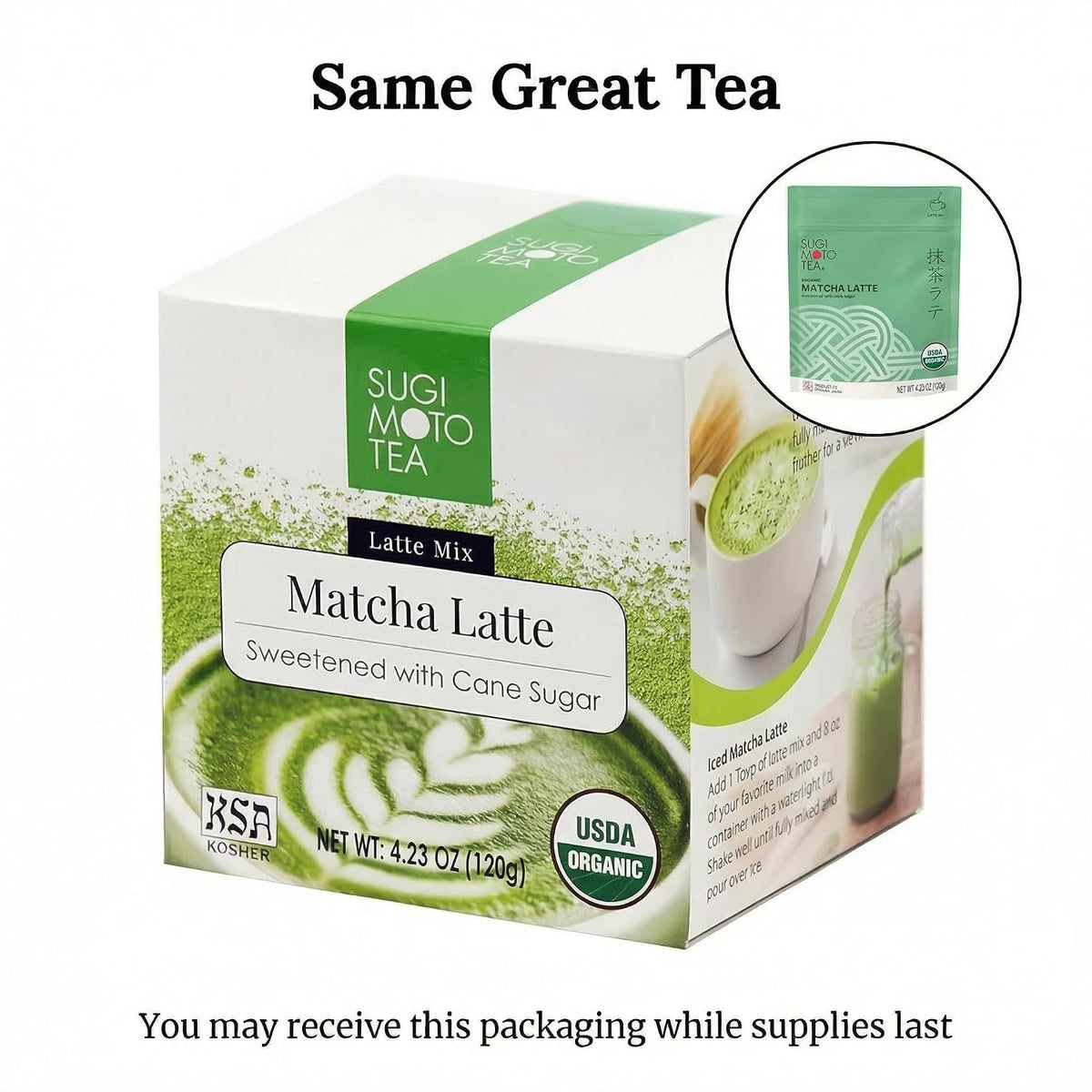 SUGIMOTO TEA Japanese Organic Matcha Latte Blend Mix 4.23 oz