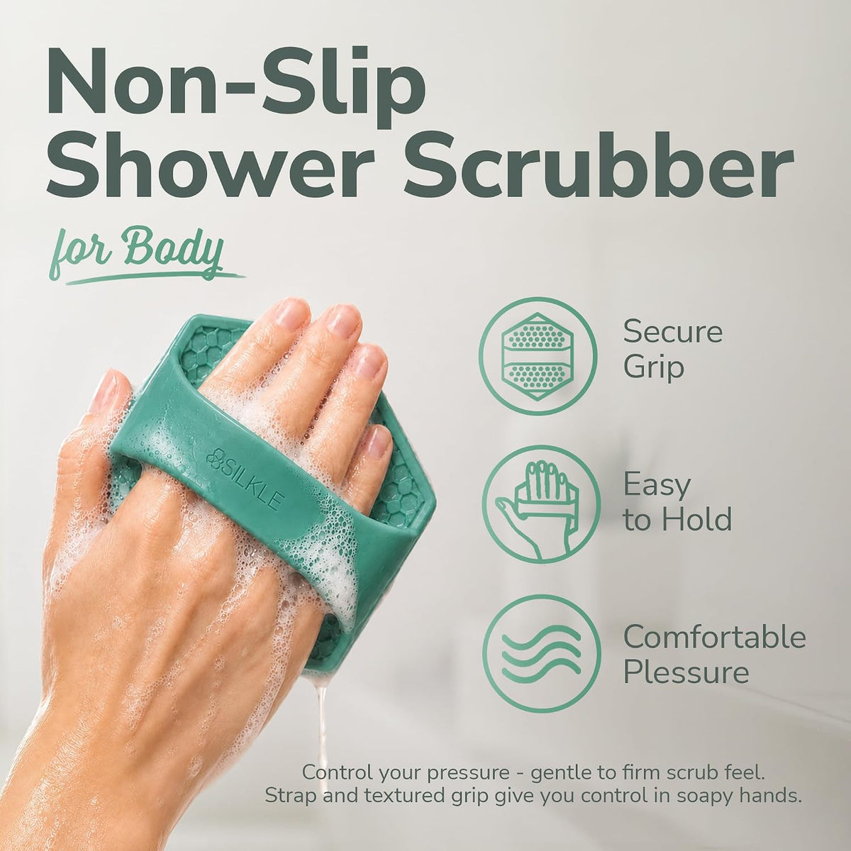 SILKLE Silicone Body Scrubber Exfoliator, Shower Scrubber & Silicone Loofah
